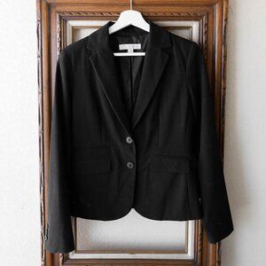 New York & Company Black Blazer Sz 4 Stretch Lined Career Jacket Office Workwear